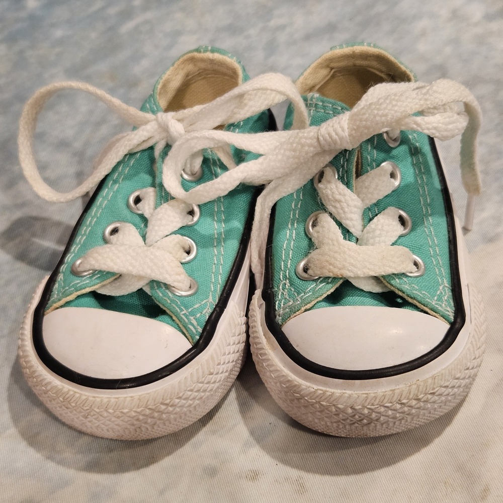 Converse All Star Toddler Teal Low Top Sneakers Baby Size 2 Chuck Taylor